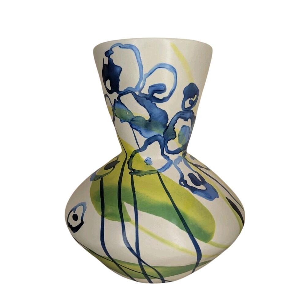 Anthropologie Vase "A Sunday Painter" Bernice Kelly Layla Green Blue Abstract